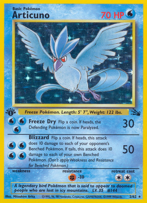 Fossil set Holo Articuno #2/62 first edition